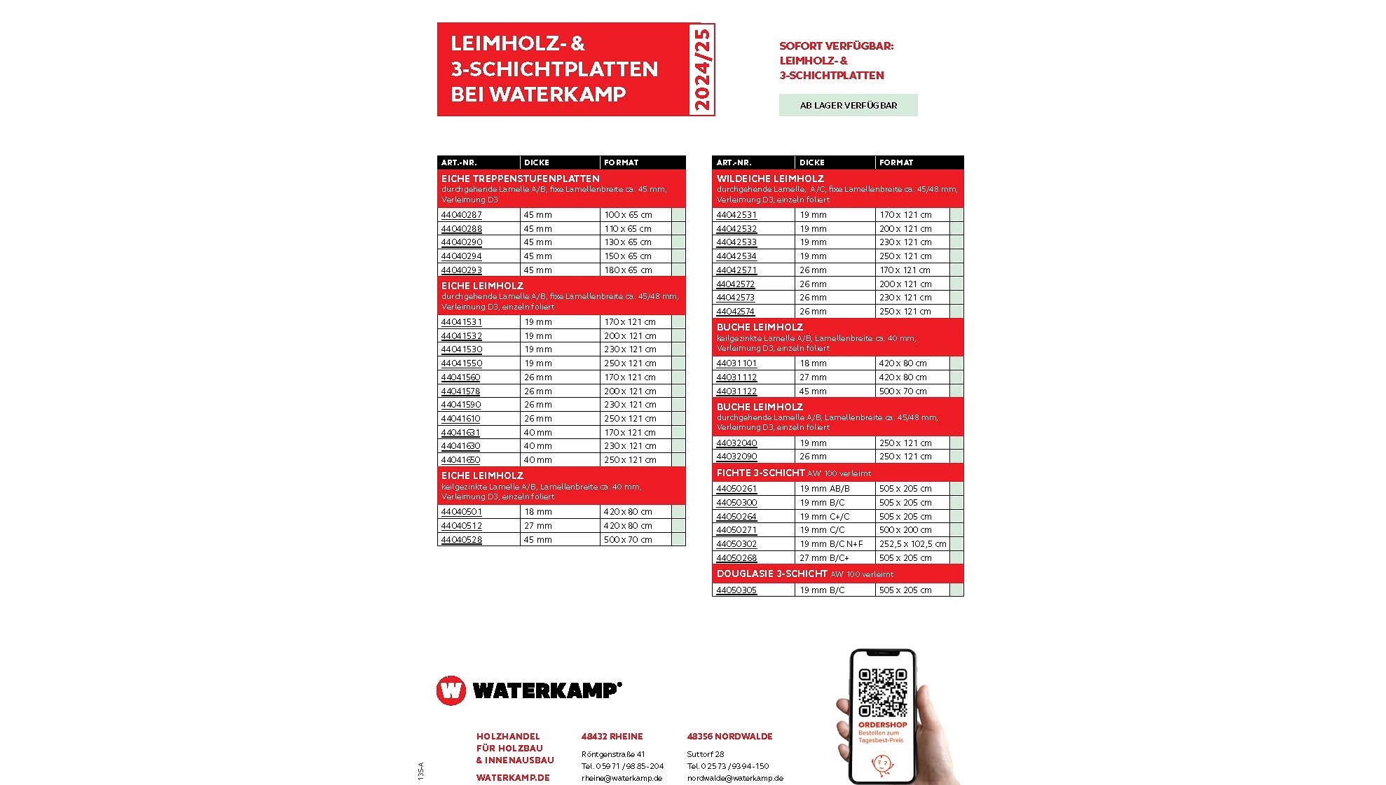 waterkamp lieferprogramm leimholz 3s platten 2024 25 v3 Seite 1